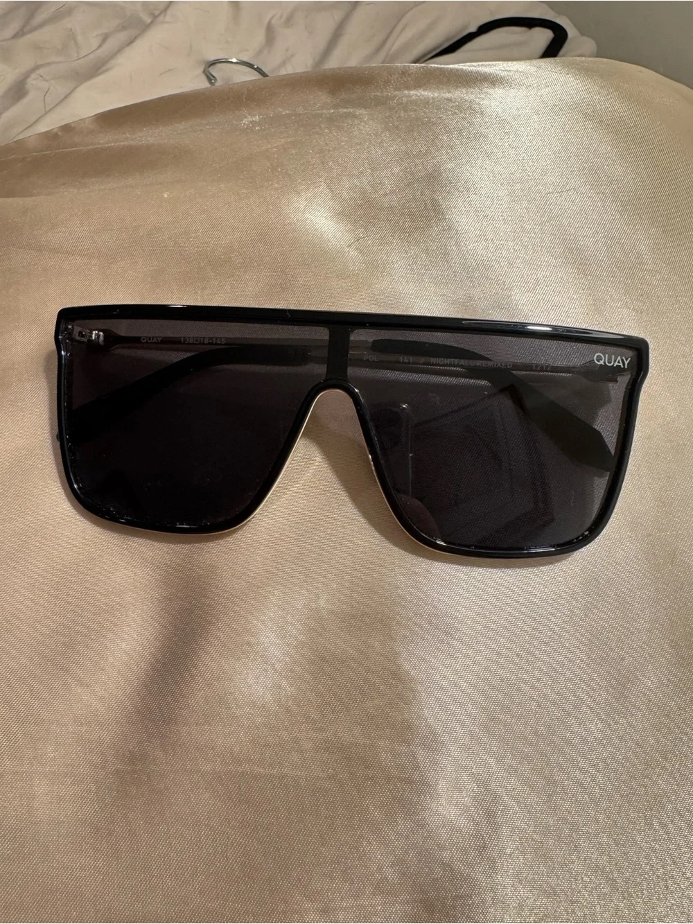 Quay Australia Black Oversized Shield Sunglasses